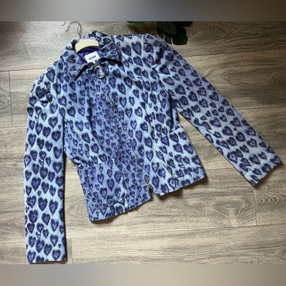 Rare vintage y2k Moschino Jeans animal heart print zip up jacket. Sz 4 - Picture 2 of 16